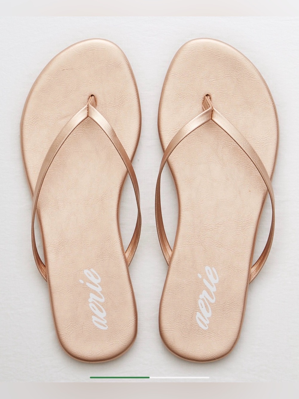 Aerie Metallic Rose Gold Flip Flop Sandals Size 9 NEW